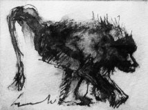 Arthur Azvedo, 1991. "Baboon", Etching and Ink on Paper. 5 x 7cm